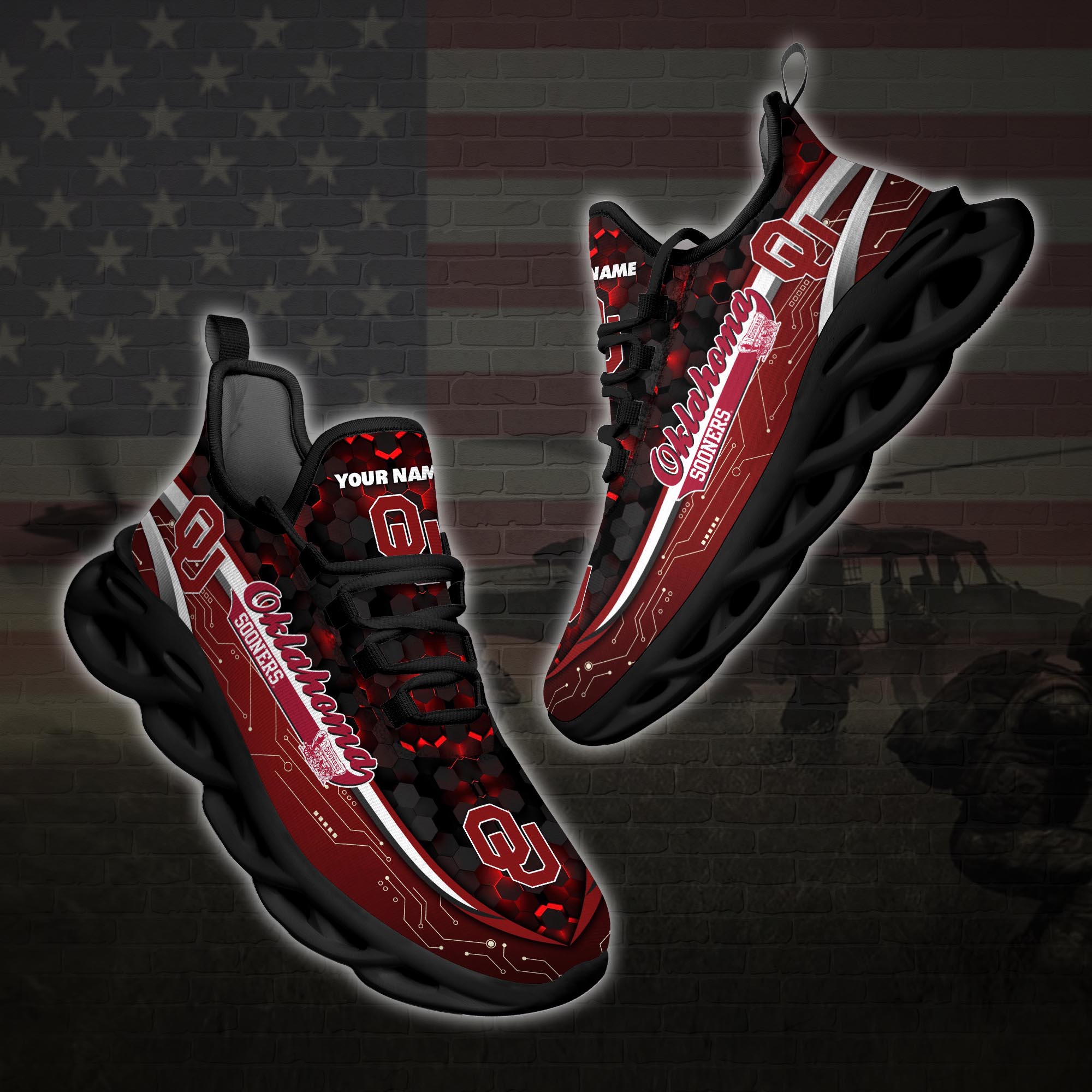 Personalized Oklahoma Sooners Football Team Clunky Max Soul Shoes Personalized Oklahoma Sooners Football Team Clunky Max Soul Shoes