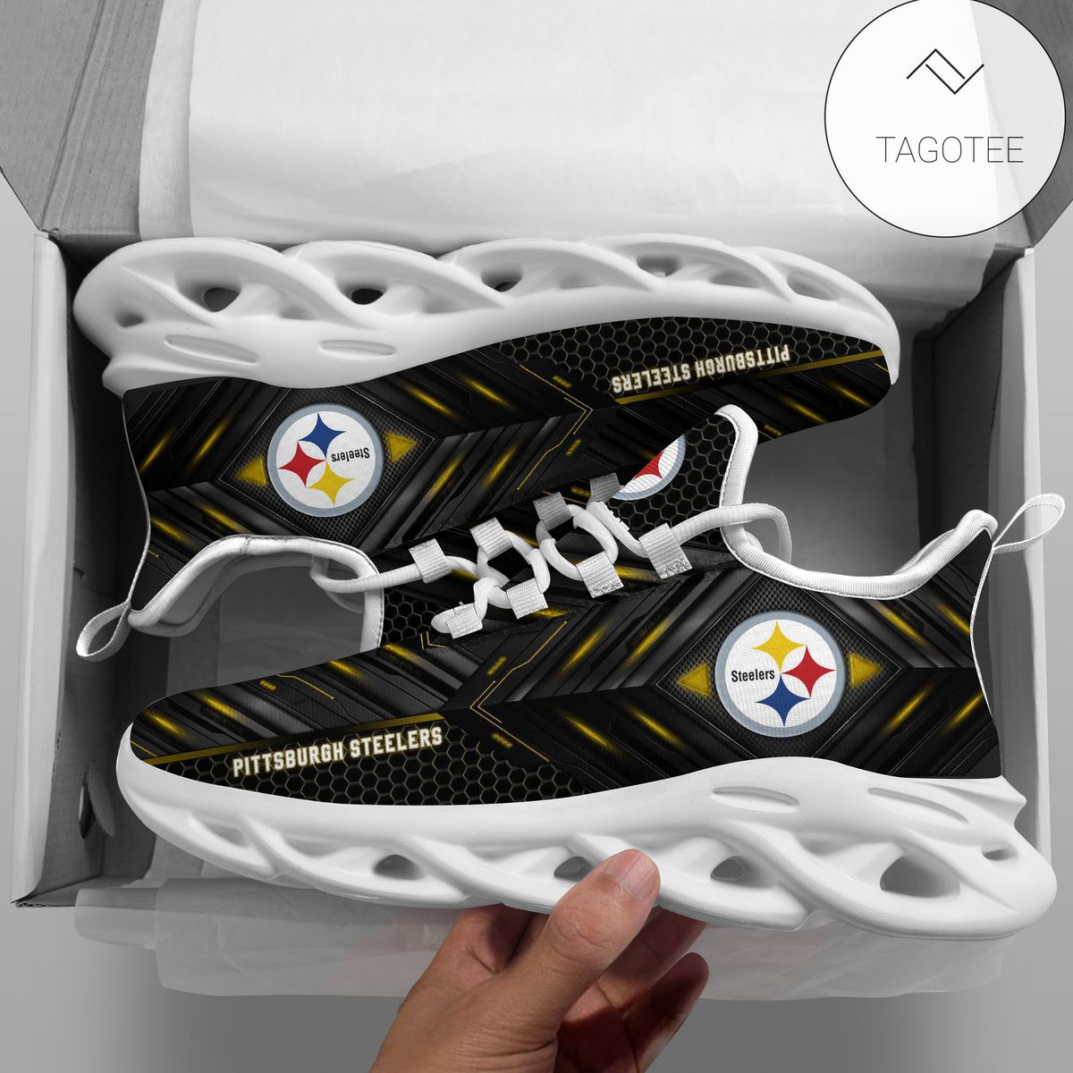 Personalized Pittsburgh Steelers Football Team Clunky Sneakers Max Soul Shoes Personalized Pittsburgh Steelers Football Team Clunky Sneakers Max Soul Shoes
