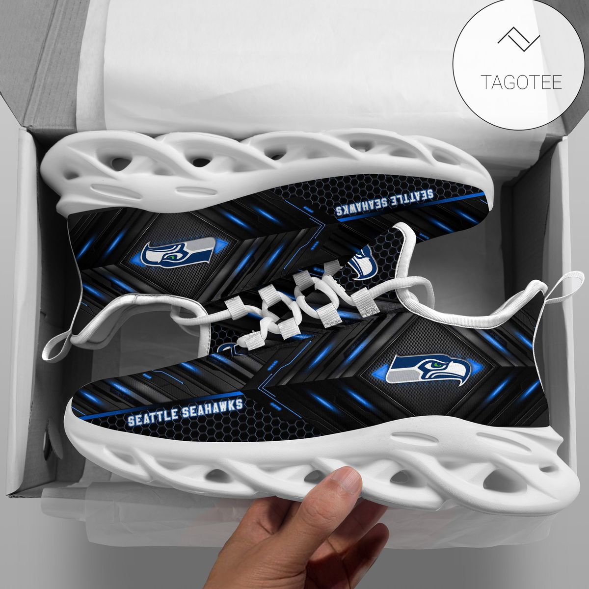 Personalized Seattle Seahawks Football Team Clunky Sneakers Max Soul Shoes Personalized Seattle Seahawks Football Team Clunky Sneakers Max Soul Shoes