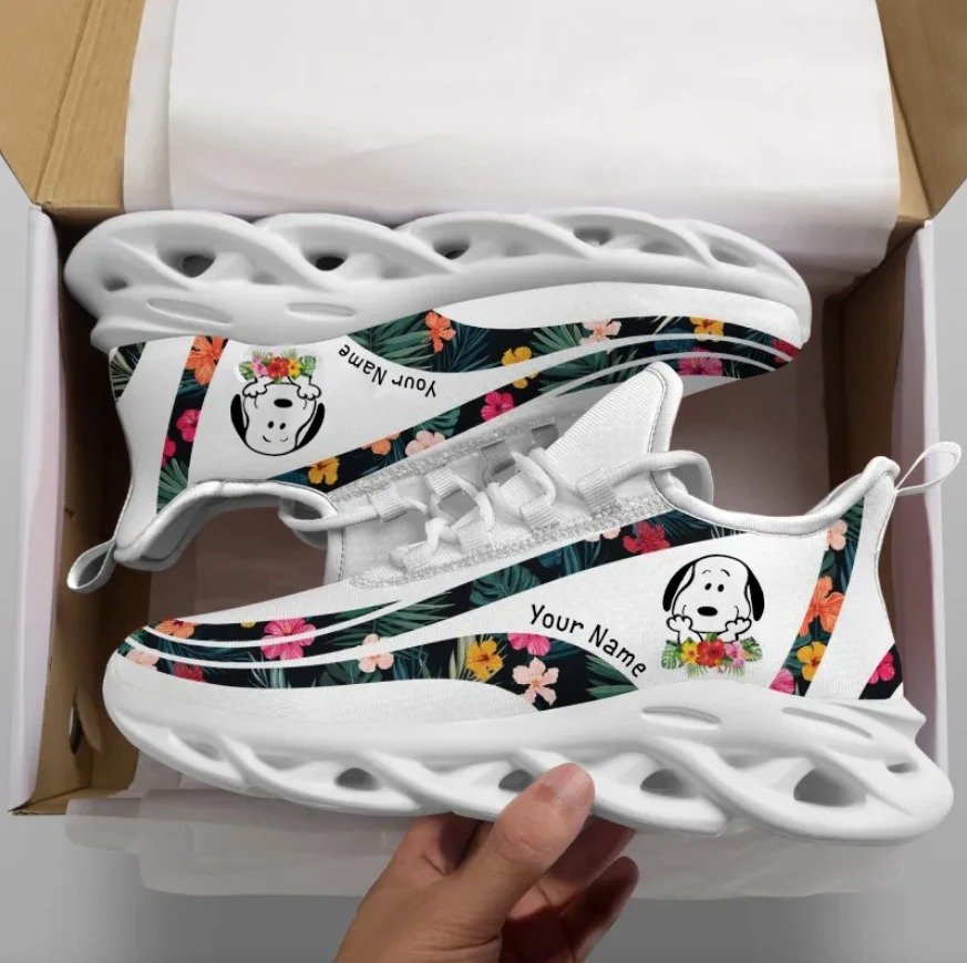 Personalized Snoopy Flowers Custom Name Clunky Max Soul Shoes Personalized Snoopy Flowers Custom Name Clunky Max Soul Shoes