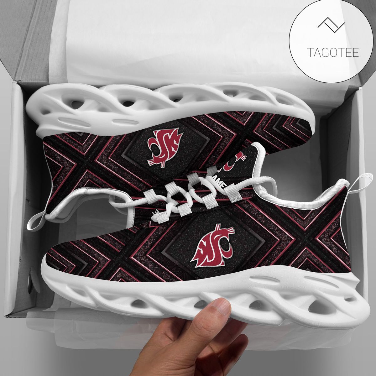 Personalized Washington State Cougars Clunky Sneakers Max Soul Shoes Personalized Washington State Cougars Clunky Sneakers Max Soul Shoes