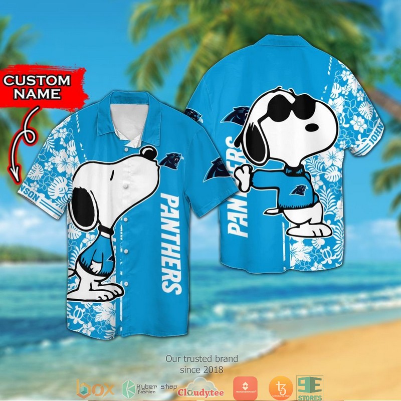 Personalized Carolina Panthers Snoopy Hawaiian Shirt Personalized Carolina Panthers Snoopy Hawaiian Shirt