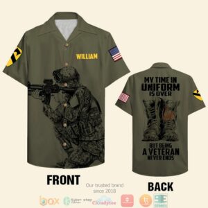 Personalized My Time In Uniform Is Over Veteran Military Hawaiian Shirt