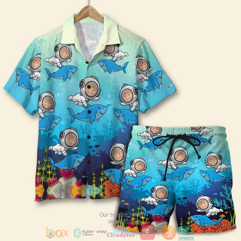 Personalized Scuba Diving Deep Blue Seas Meeting With Shark Custom Photo Hawaiian Shirt Personalized Scuba Diving Deep Blue Seas Meeting With Shark Custom Photo Hawaiian Shirt