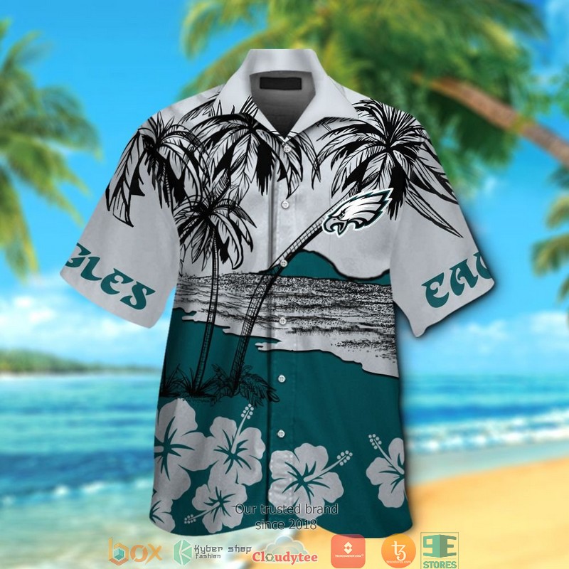 Philadelphia Eagles Coconut Island Hibiscus Hawaiian Shirt Philadelphia Eagles Coconut Island Hibiscus Hawaiian Shirt