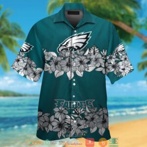 Philadelphia Eagles Hibiscus Flower Line Hawaiian Shirt