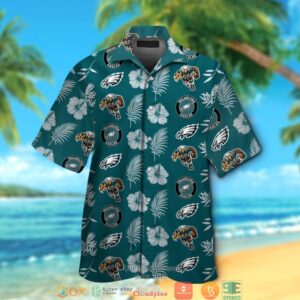 Philadelphia Eagles Hibiscus Leaf Pattern Hawaiian Shirt