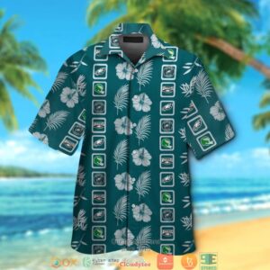 Philadelphia Eagles Hibiscus Leaf Square Pattern Hawaiian Shirt