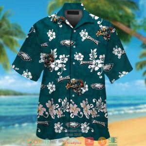 Philadelphia Eagles Hibiscus Pattern Hawaiian Shirt