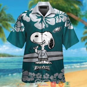 Philadelphia Eagles Snoopy Hibiscus Hawaiian Shirt