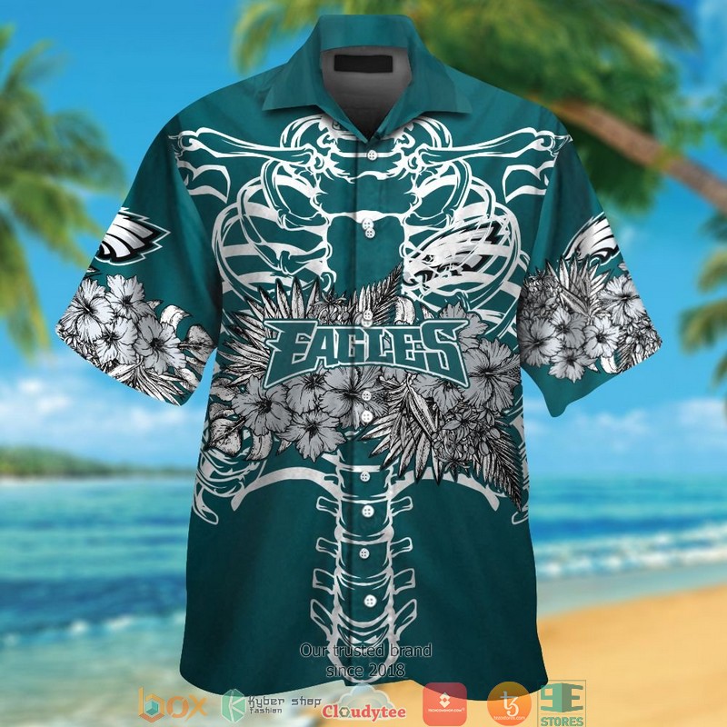 Philadelphia Eagles Backbone Hibiscus Hawaiian Shirt Philadelphia Eagles Backbone Hibiscus Hawaiian Shirt