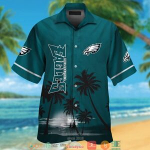 Philadelphia Eagles Coconut Island Night Moon Hawaiian Shirt