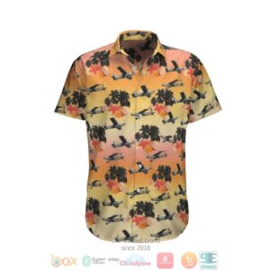 Pilatus Pc-6 French Army Orange Hawaiian Shirt
