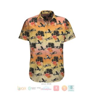 Pilatus Pc-6 French Army Orange Hawaiian Shirt
