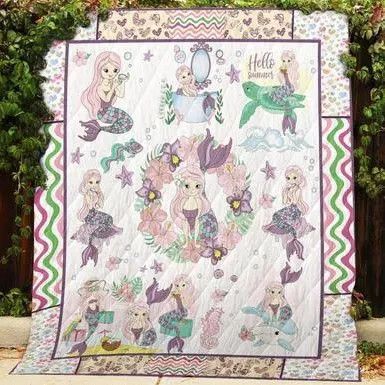 Pink Little Mermaid Quilt Blanket Premium Quilt Blanket Size Throw Pink Little Mermaid Quilt Blanket Premium Quilt Blanket Size Throw