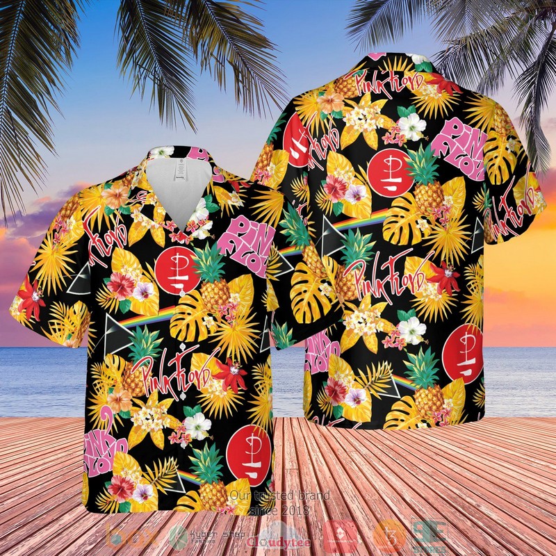 Pink Floyd Band Pineapple Black Yellow Hawaiian Shirt Pink Floyd Band Pineapple Black Yellow Hawaiian Shirt