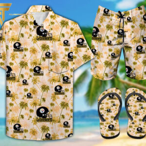Pittsburgh Steelers Football Team Hawaiian Shirt Beach Shorts And Flip Flops