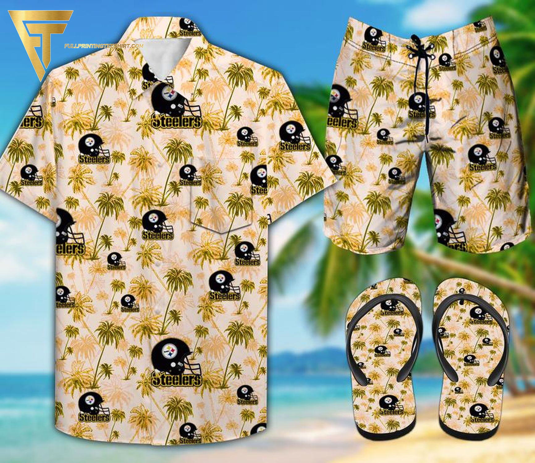 Pittsburgh Steelers Football Team Hawaiian Shirt Beach Shorts And Flip Flops Pittsburgh Steelers Football Team Hawaiian Shirt Beach Shorts And Flip Flops