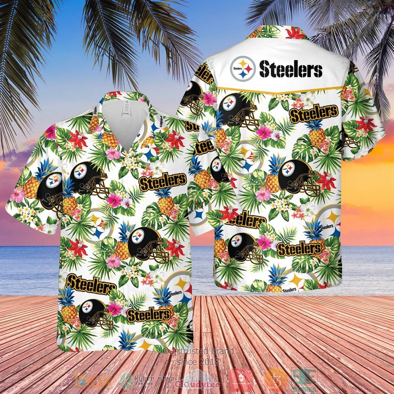 Pittsburgh Steelers Nfl Pineapple White Hawaiian Shirt Pittsburgh Steelers Nfl Pineapple White Hawaiian Shirt