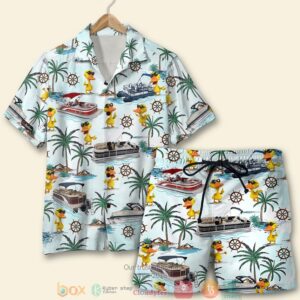 Pontoon Duck Palm Tree Pattern Hawaiian Shirt