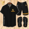 Porsche Black Symbol Hawaiian Shirt Beach Shorts And Flip Flops