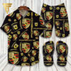 Porsche Car Symbol Hawaiian Shirt Beach Shorts And Flip Flops