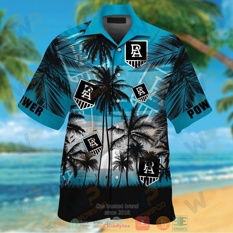 Port Adelaide Football Club Tropical Hawaiian Shirt And Shorts Port Adelaide Football Club Tropical Hawaiian Shirt And Shorts