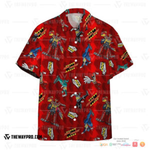 Power Rangers Dino Charge Pattern Hawaiian Shirt