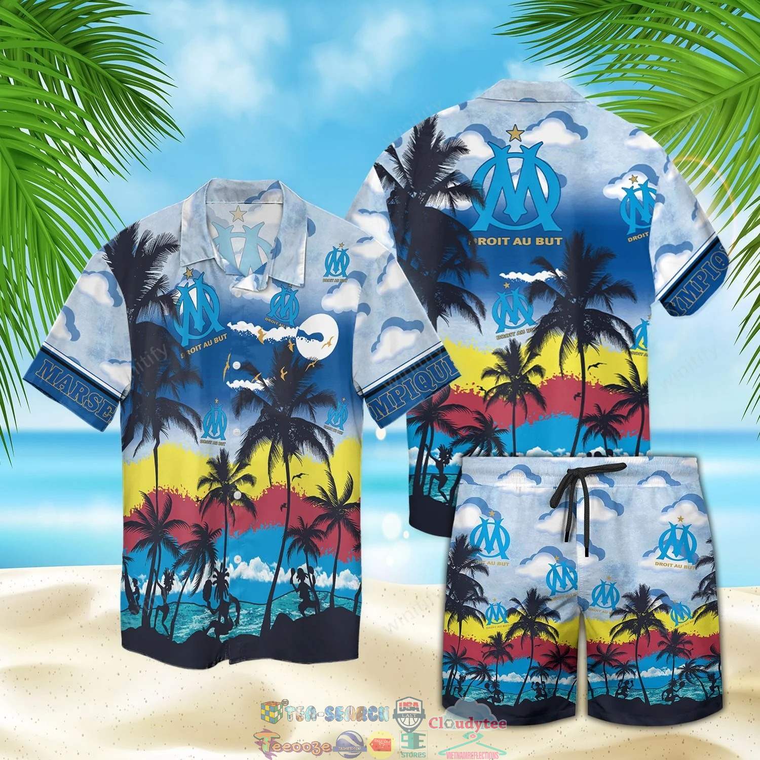 Olympique Marseille Fc Palm Tree Hawaiian Shirt Beach Shorts Olympique Marseille Fc Palm Tree Hawaiian Shirt Beach Shorts