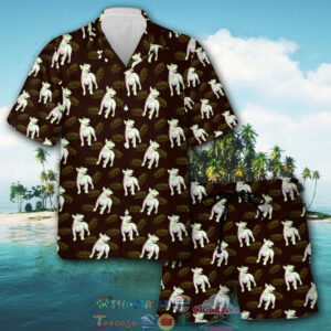 Bull Terrier Brown Rounded Skull Hawaiian Shirt And Shorts