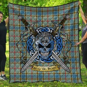 Quilt - Balfour Blue Tartan Premium Quilt Celtic Scottish Warrior A7