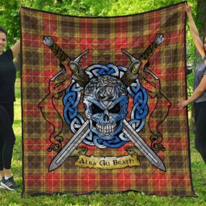 Quilt - Buchanan Old Set Weathered Tartan Premium Quilt Celtic Scottish Warrior A7