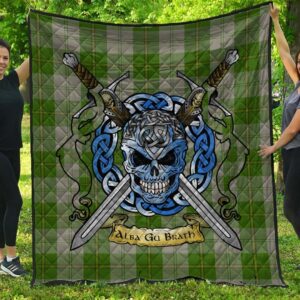 Quilt - Cunningham Dress Green Dancers Tartan Premium Quilt Celtic Scottish Warrior A7