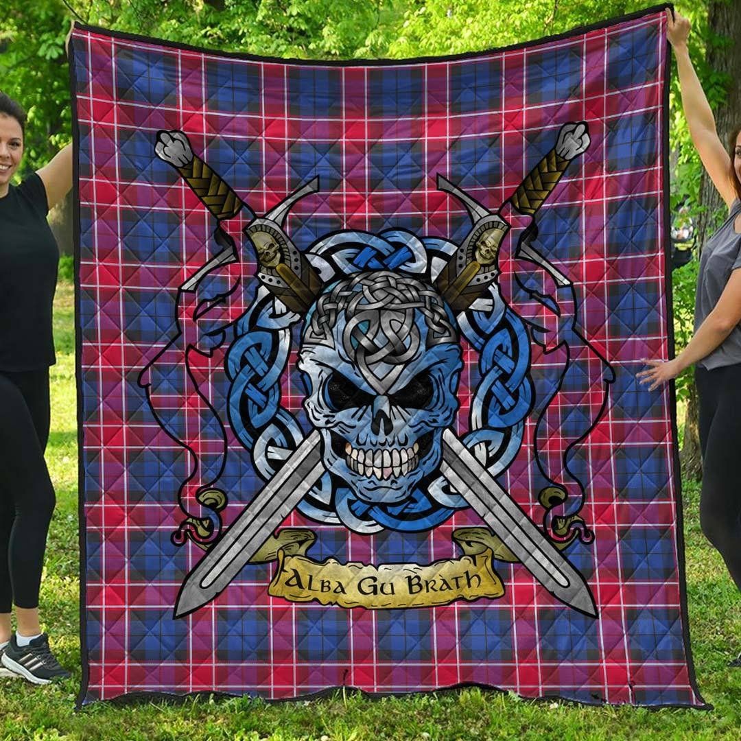 Quilt - Graham of Menteith Red Tartan Premium Quilt Celtic Scottish Warrior A7 Quilt - Graham of Menteith Red Tartan Premium Quilt Celtic Scottish Warrior A7