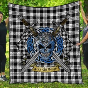 Quilt - MacFarlane Black & White Ancient Tartan Premium Quilt Celtic Scottish Warrior A7