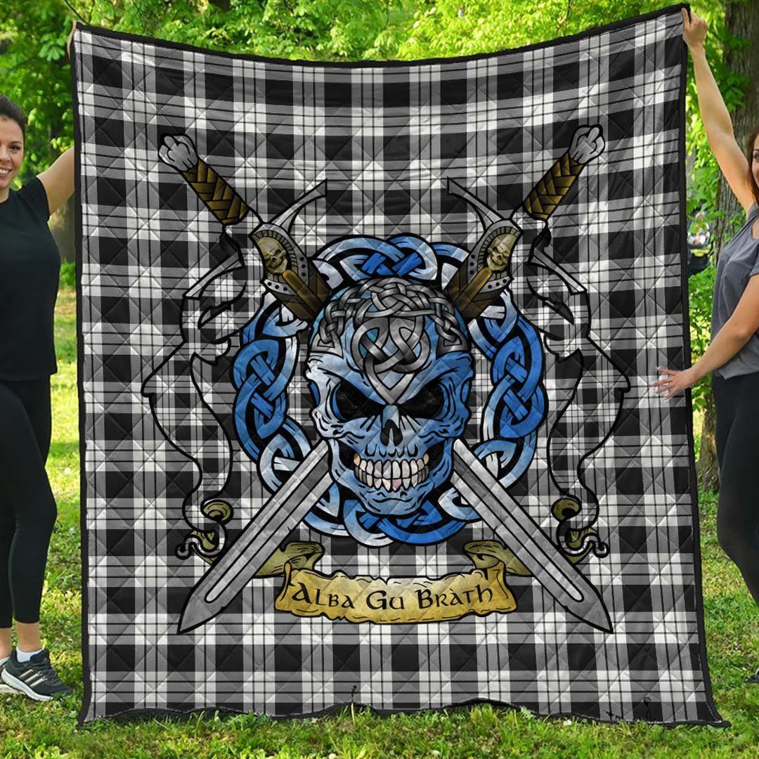 Quilt - MacFarlane Black & White Tartan Premium Quilt Celtic Scottish Warrior A7 Quilt - MacFarlane Black & White Tartan Premium Quilt Celtic Scottish Warrior A7