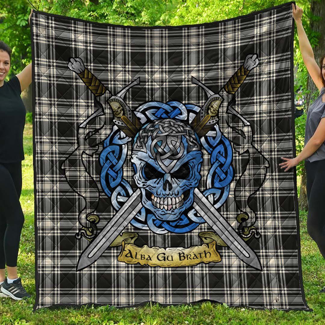 Quilt - Menzies Black & White Ancient Tartan Premium Quilt Celtic Scottish Warrior A7 Quilt - Menzies Black & White Ancient Tartan Premium Quilt Celtic Scottish Warrior A7