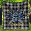 Quilt - Menzies Black & White Modern Tartan Premium Quilt Celtic Scottish Warrior A7