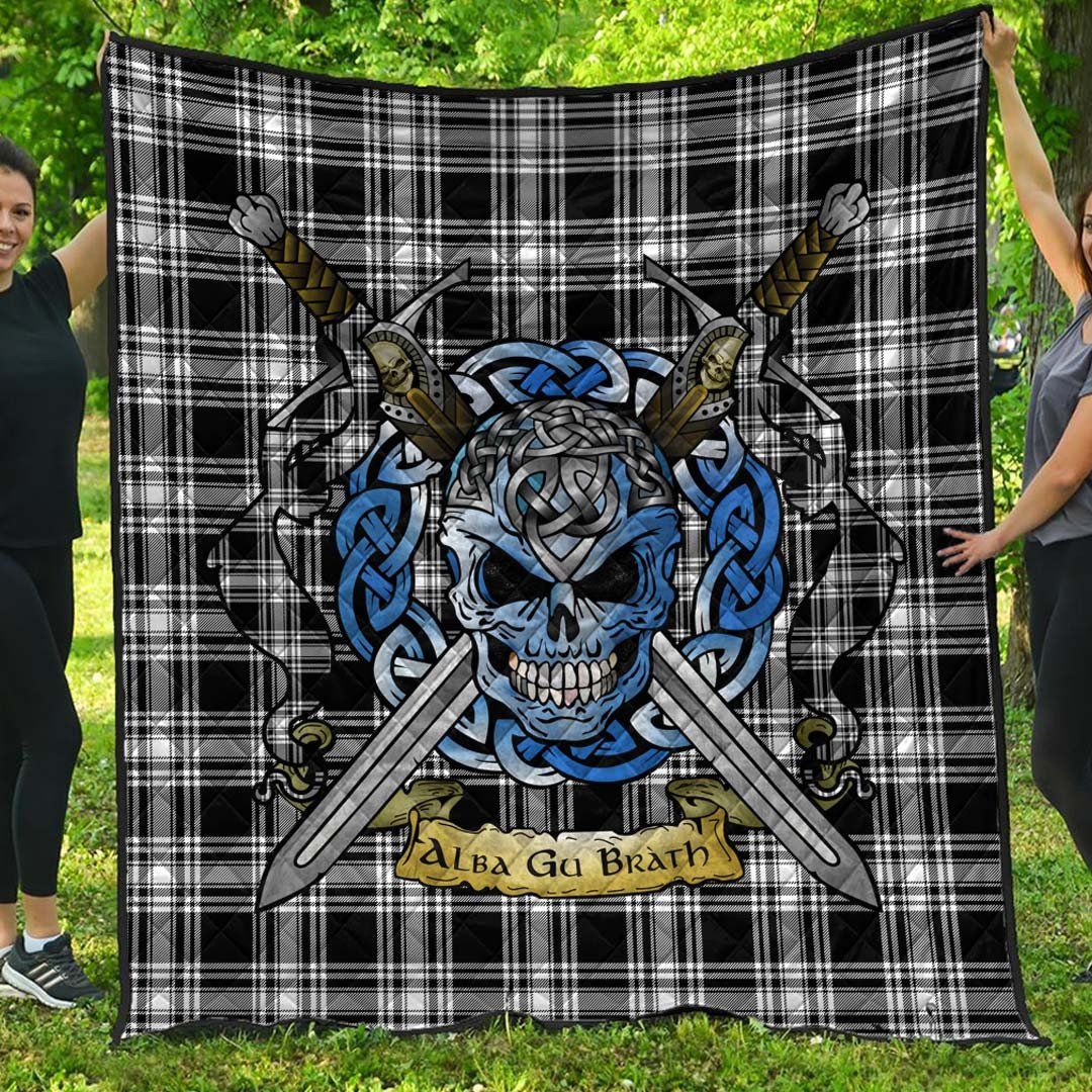 Quilt - Menzies Black & White Modern Tartan Premium Quilt Celtic Scottish Warrior A7 Quilt - Menzies Black & White Modern Tartan Premium Quilt Celtic Scottish Warrior A7