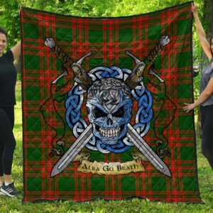 Quilt - Menzies Green Modern Tartan Premium Quilt Celtic Scottish Warrior A7