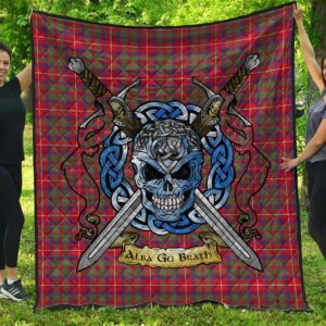 Quilt - Shaw Red Modern Tartan Premium Quilt Celtic Scottish Warrior A7