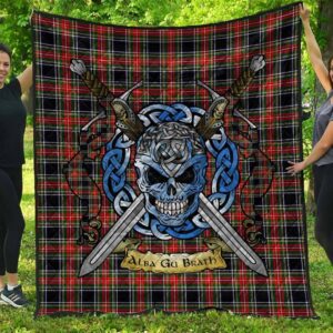 Quilt - Stewart Black Tartan Premium Quilt Celtic Scottish Warrior A7