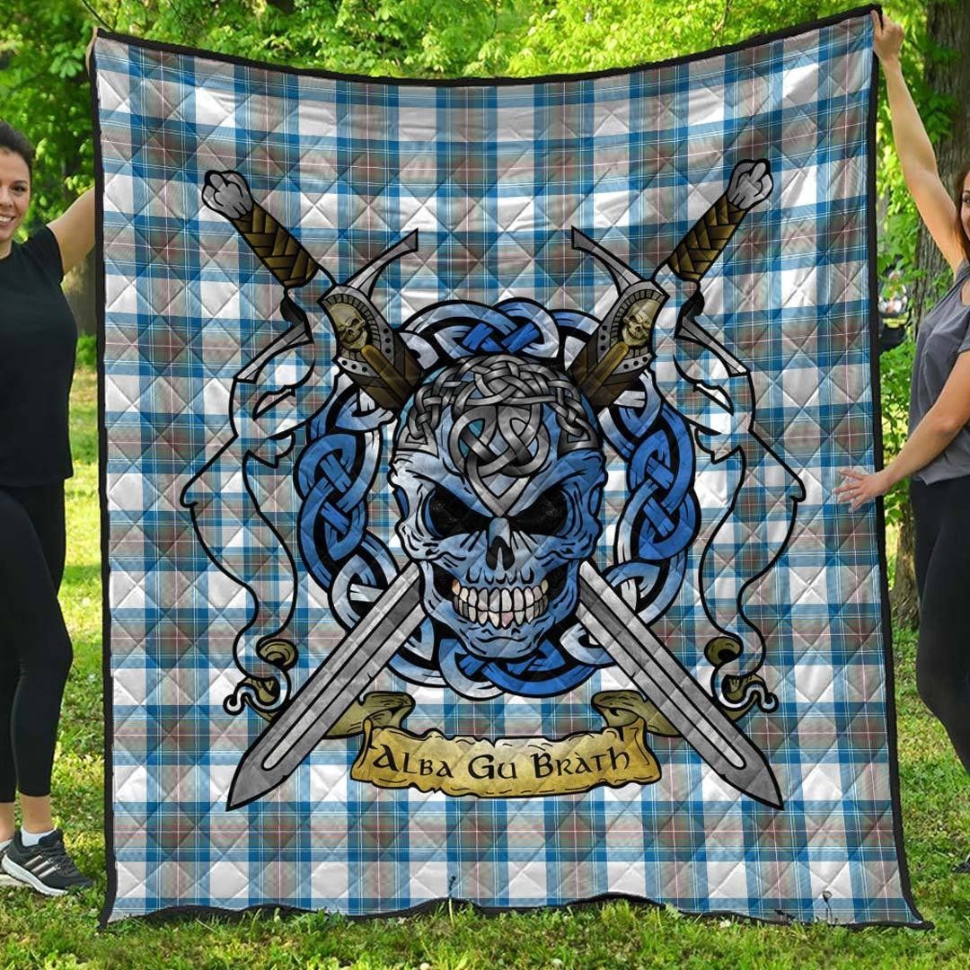 Quilt - Stewart Muted Blue Tartan Premium Quilt Celtic Scottish Warrior A7 Quilt - Stewart Muted Blue Tartan Premium Quilt Celtic Scottish Warrior A7