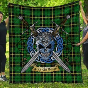 Quilt - Wallace Hunting - Green Tartan Premium Quilt Celtic Scottish Warrior A7