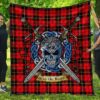 Quilt - Wallace Hunting - Red Tartan Premium Quilt Celtic Scottish Warrior A7