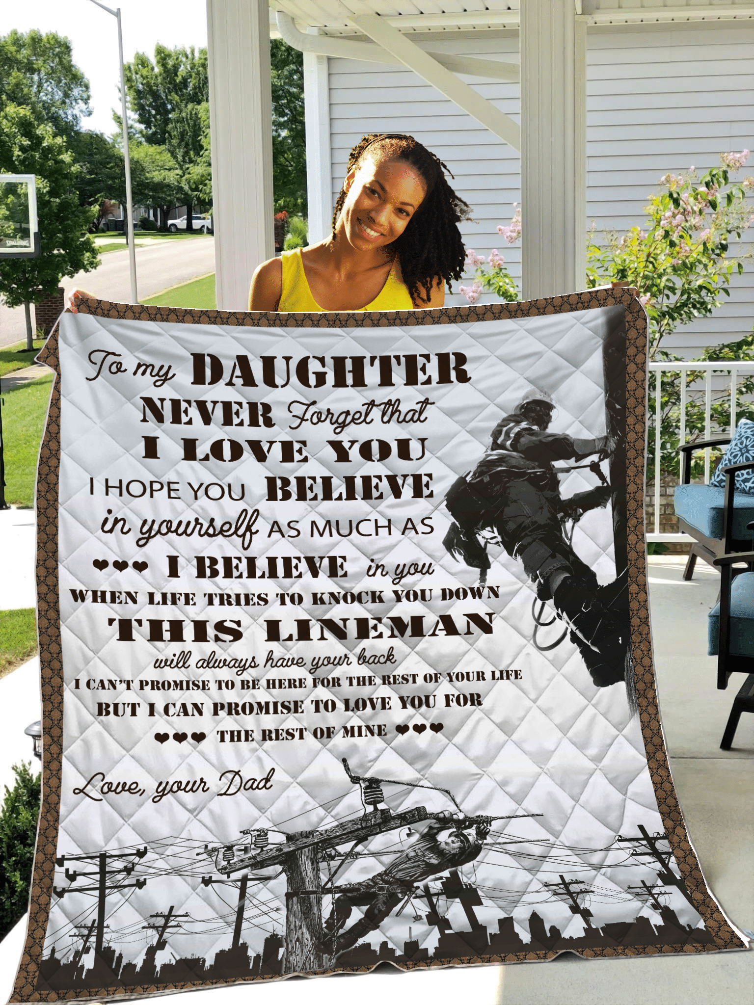 Quilts Lineman Dad To My Daughter Gacl15 Quilts Lineman Dad To My Daughter Gacl15
