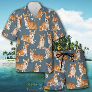 Corgi Art Hawaiian Shirt And Shorts