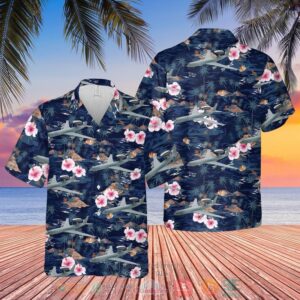 Raf Boeing E-3D Sentry Aew1 Hibiscus Hawaiian Shirt