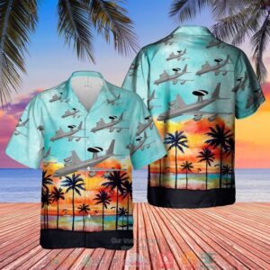 Raf Boeing E-3D Sentry Aew1 Sunset Blue Hawaiian Shirt