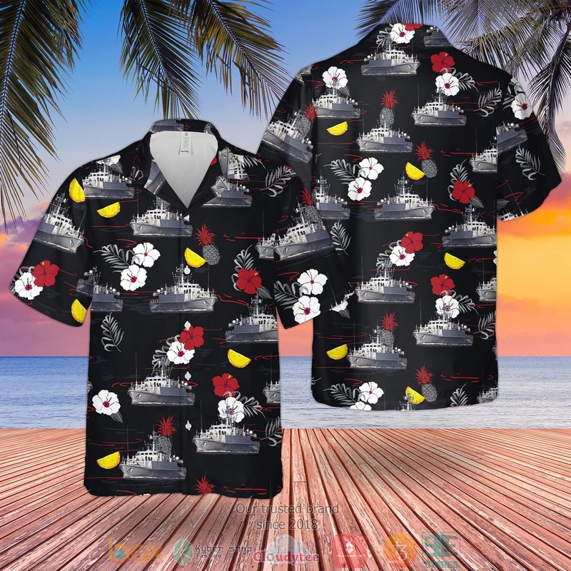 Rn Sandown-Class Minehunter Black Hawaiian Shirt Rn Sandown-Class Minehunter Black Hawaiian Shirt